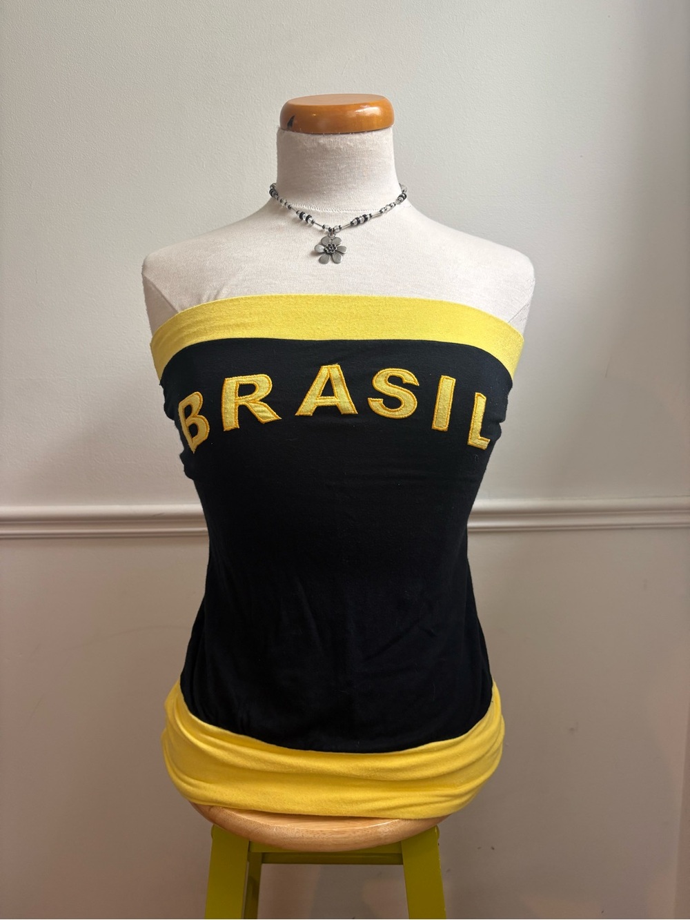 Brasil Strapless Tube Camisole - Black & Yellow
